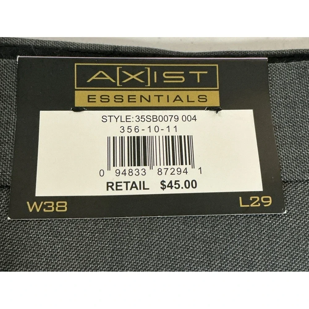 Axist Essentials, Super 100's Hi-Twist Pleated Cuffed Gray Dress Pants 38/29 NWT